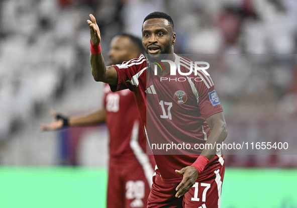 Ismail Mohamad of Qatar plays in the FIFA World Cup 2026 AFC Asian Qualifiers 3rd round group A match between Qatar and Kyrgyzstan at Al Thu...