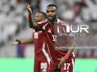 Ismail Mohamad of Qatar plays in the FIFA World Cup 2026 AFC Asian Qualifiers 3rd round group A match between Qatar and Kyrgyzstan at Al Thu...