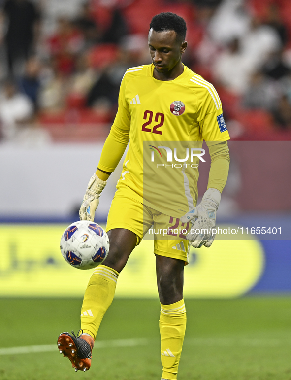 Meshaal Barsham of Qatar plays in the FIFA World Cup 2026 AFC Asian Qualifiers 3rd round group A match between Qatar and Kyrgyzstan at Al Th...