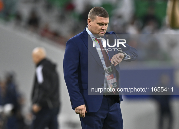 Maksim Lisitsyn, Head Coach of Kyrgyzstan, reacts during the FIFA World Cup 2026 AFC Asian Qualifiers 3rd round group A match between Qatar...