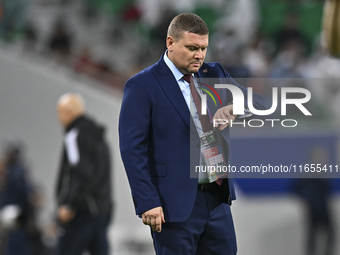 Maksim Lisitsyn, Head Coach of Kyrgyzstan, reacts during the FIFA World Cup 2026 AFC Asian Qualifiers 3rd round group A match between Qatar...