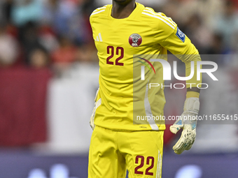 Meshaal Barsham of Qatar plays in the FIFA World Cup 2026 AFC Asian Qualifiers 3rd round group A match between Qatar and Kyrgyzstan at Al Th...