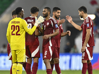 Players of Qatar celebrate after they win the FIFA World Cup 2026 AFC Asian Qualifiers 3rd round group A match between Qatar and Kyrgyzstan...