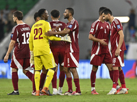 Players of Qatar celebrate after they win the FIFA World Cup 2026 AFC Asian Qualifiers 3rd round group A match between Qatar and Kyrgyzstan...