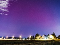 A general view of the aurora borealis in Milan, Italy, on October 10, 2024 (