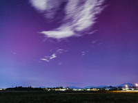 A general view of the aurora borealis in Milan, Italy, on October 10, 2024 (