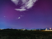 A general view of the aurora borealis in Milan, Italy, on October 10, 2024 (