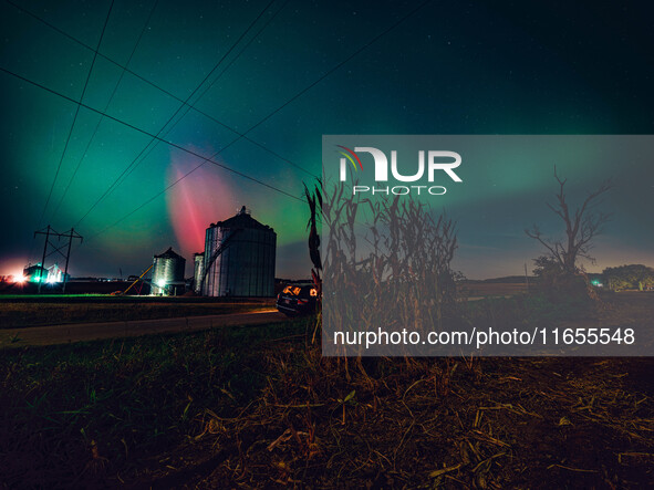 The night sky in Wisconsin glows with the Northern Lights as a geomagnetic storm brings vibrant pink and green colors to a majority of the n...