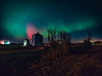 The night sky in Wisconsin glows with the Northern Lights as a geomagnetic storm brings vibrant pink and green colors to a majority of the n...