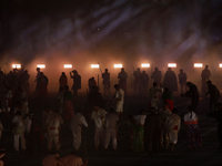 A performance and commemorative ceremony of the 200th anniversary of the Mexican Republic takes place in the Zocalo of Mexico City, Mexico,...