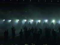 A performance and commemorative ceremony of the 200th anniversary of the Mexican Republic takes place in the Zocalo of Mexico City, Mexico,...