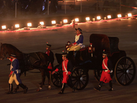 A performance and commemorative ceremony of the 200th anniversary of the Mexican Republic takes place in the Zocalo of Mexico City, Mexico,...