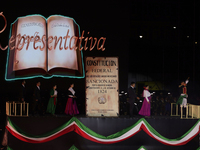 A performance and commemorative ceremony of the 200th anniversary of the Mexican Republic takes place in the Zocalo of Mexico City, Mexico,...