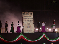 A performance and commemorative ceremony of the 200th anniversary of the Mexican Republic takes place in the Zocalo of Mexico City, Mexico,...