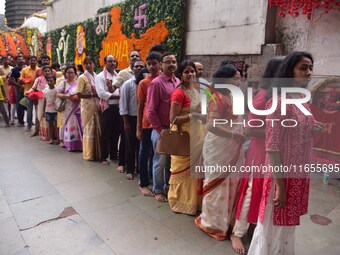 Devotees gather at the Kamakhya temple for the Hindu festival of Navratri in Guwahati, India, on October 2, 2022. (