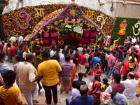 Devotees gather at the Kamakhya temple for the Hindu festival of Navratri in Guwahati, India, on October 2, 2022. (