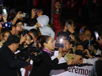 Claudia Sheinbaum Pardo, President of Mexico, leads the ceremony commemorating the 200th anniversary of the Mexican Republic at the main squ...