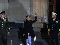 Claudia Sheinbaum Pardo, President of Mexico, leads the ceremony commemorating the 200th anniversary of the Mexican Republic at the main squ...