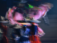 Participants perform a show during the ceremony commemorating the 200th anniversary of the Mexican Republic in Mexico City, Mexico, on Octob...