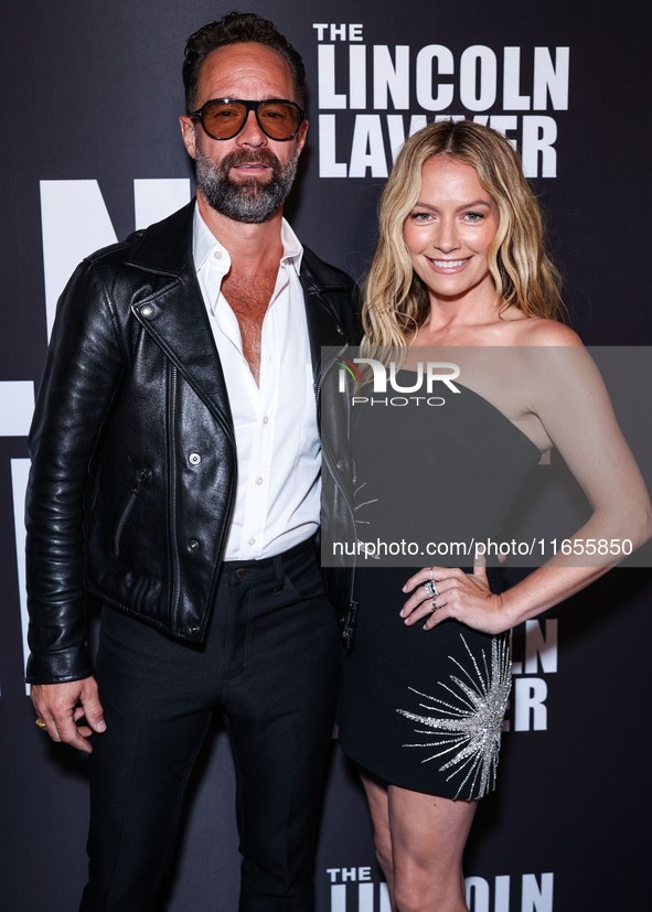 Chris Diamantopoulos and Becki Newton arrive at Netflix's 'The Lincoln Lawyer' Season 3 Celebration With A Taste Of Los Angeles' Iconic Stre...