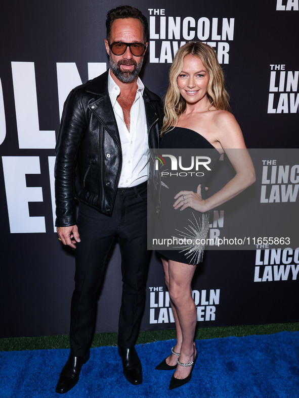 Chris Diamantopoulos and Becki Newton arrive at Netflix's 'The Lincoln Lawyer' Season 3 Celebration With A Taste Of Los Angeles' Iconic Stre...