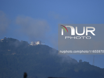 A view of the Chandragiri Cable Car in a misty morning in Kirtipur, Kathmandu, Nepal, on October 7, 2024. (