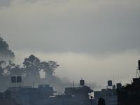 A view of Aadinath Temple in a misty morning in Kirtipur, Kathmandu, Nepal, on October 7, 2024. (