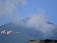 A view of Chandragiri Resort in a misty morning in Kirtipur, Kathmandu, Nepal, on October 7, 2024. (