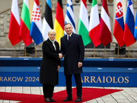 Polish President Andrzej Duda with Slovenian President Natasa Pirc Musar during the meeting of the presidents of the Arraiolos group at Wawe...