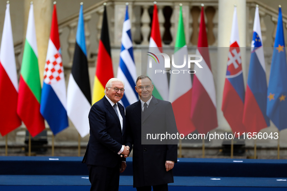 Polish President Andrzej Duda and German President Frank-Walter Steinmeier meet during the Arraiolos group meeting at Wawel Castle in Krakow...