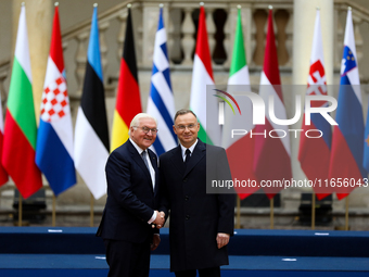 Polish President Andrzej Duda and German President Frank-Walter Steinmeier meet during the Arraiolos group meeting at Wawel Castle in Krakow...