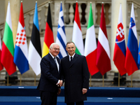 Polish President Andrzej Duda and German President Frank-Walter Steinmeier meet during the Arraiolos group meeting at Wawel Castle in Krakow...