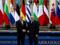 Polish President Andrzej Duda and President of Bulgaria Rumen Radev meet during the meeting of the presidents of the Arraiolos group at Wawe...