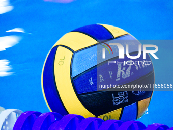 The KAP7 official game ball is used during the Olympiacos SFP vs Ethnikos OFPF match in the Women's Waterpolo Super Cup 2024 Final in Athens...