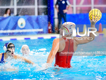 Sofia of Olympiacos SFP shoots during the Olympiacos SFP vs Ethnikos OFPF Women's Water Polo Super Cup 2024 Final in Athens, Greece, on Octo...