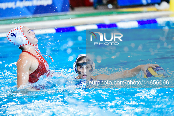 Phoebe Chatzikyriakaki of Ethnikos OFPF participates in the Olympiacos SFP vs Ethnikos OFPF Women's Waterpolo Super Cup 2024 Final in Athens...