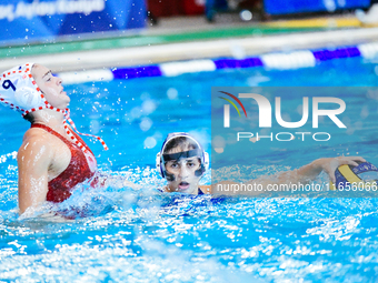 Phoebe Chatzikyriakaki of Ethnikos OFPF participates in the Olympiacos SFP vs Ethnikos OFPF Women's Waterpolo Super Cup 2024 Final in Athens...