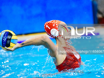 Mia of Olympiacos SFP participates in the Olympiacos SFP vs Ethnikos OFPF Women's Waterpolo Super Cup 2024 Final in Athens, Greece, on Octob...