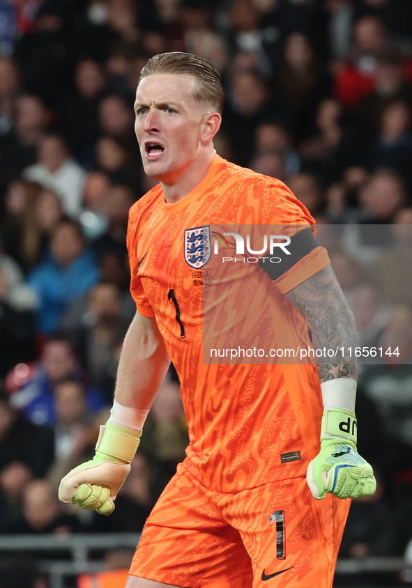 Jordan Pickford of Everton and England is in action during the UEFA Nations League Group 2 match between England and Greece at Wembley Stadi...