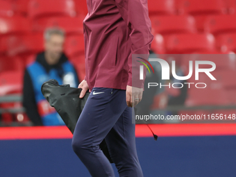 Lee Carsley, Interim Head Coach of England, participates in the pre-match warm-up during the UEFA Nations League Group 2 match between Engla...