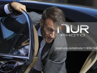 France's President Emmanuel Macron arrives for the 11th EU Southern Summit (MED9) at Minthis in Paphos. Cyprus, Friday, October 11, 2024. (