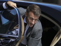 France's President Emmanuel Macron arrives for the 11th EU Southern Summit (MED9) at Minthis in Paphos. Cyprus, Friday, October 11, 2024. (