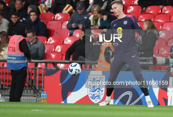 Nick Pope of Newcastle United, England, participates in the pre-match warm-up during the UEFA Nations League Group 2 match between England a...