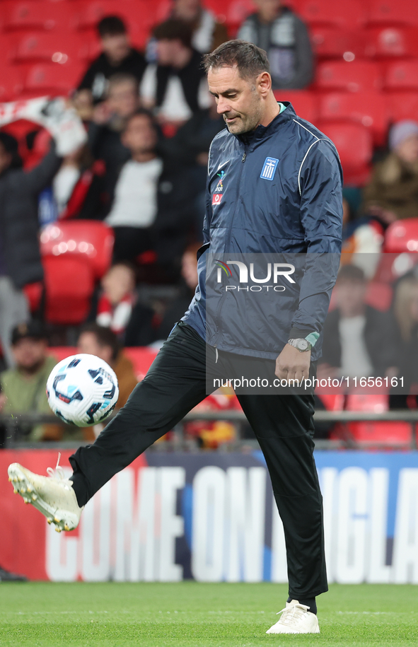 Goalkeeping coach Fanis Katergiannakis of Greece participates in the pre-match warm-up during the UEFA Nations League Group 2 match between...