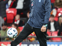 Goalkeeping coach Fanis Katergiannakis of Greece participates in the pre-match warm-up during the UEFA Nations League Group 2 match between...