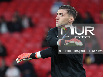 Christos Mandas of Lazio, Greece, participates in the pre-match warm-up during the UEFA Nations League Group 2 match between England and Gre...