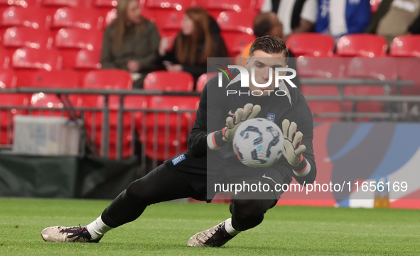 Odysseas Vlachodimos of Greece, from Newcastle United, participates in the pre-match warm-up during the UEFA Nations League Group 2 match be...