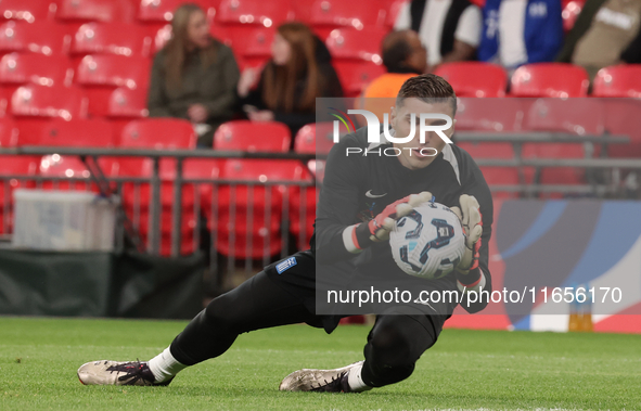 Odysseas Vlachodimos of Greece, from Newcastle United, participates in the pre-match warm-up during the UEFA Nations League Group 2 match be...