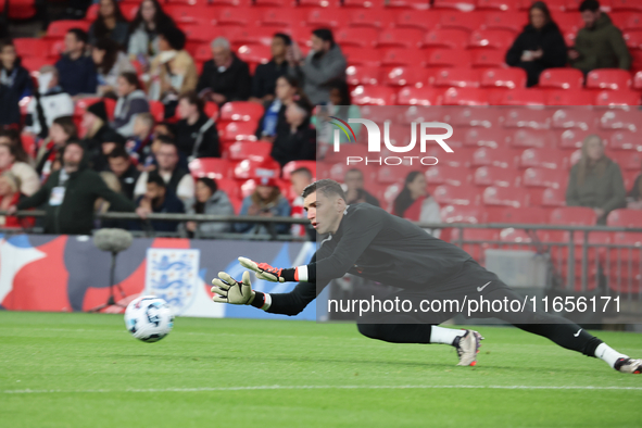 Odysseas Vlachodimos of Greece, from Newcastle United, participates in the pre-match warm-up during the UEFA Nations League Group 2 match be...