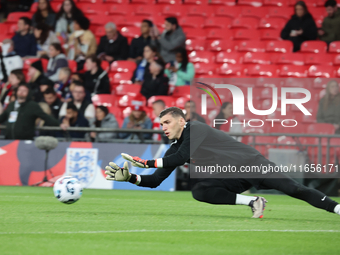 Odysseas Vlachodimos of Greece, from Newcastle United, participates in the pre-match warm-up during the UEFA Nations League Group 2 match be...